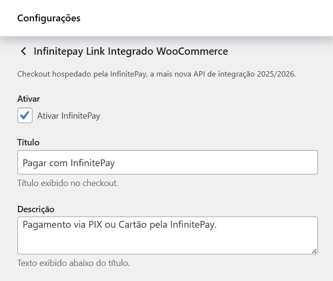 Plugin Infinitepay Link Integrado WooCommerce - Imagem 5