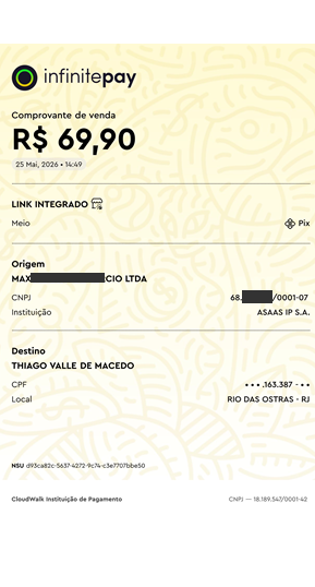 comprovante de pagamento infinitepay